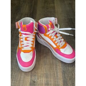 Puma Skylar Mid Top Sneakers Women Pink Orange White Athletic Shoes Size 6